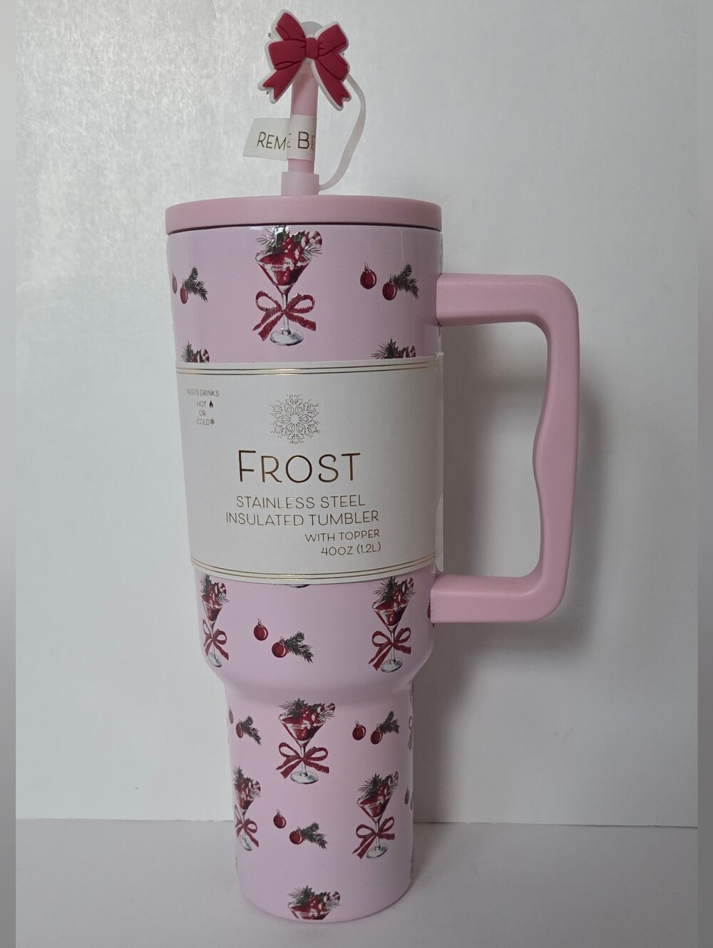 Ost Pink Holiday Print Stainless Steel Insulated Tumbler